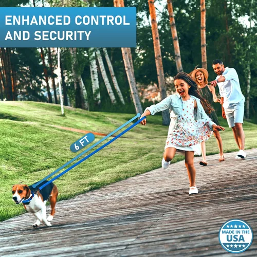 Vista 2 de Correa impermeable para perro, resistente de 6 pies, fabricada en Estados Unidos, color azul