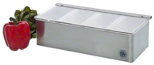 Vista 2 de American Metalcraft Soporte para condimentos CD4 sin enfriar con 4 compartimentos, color plateado