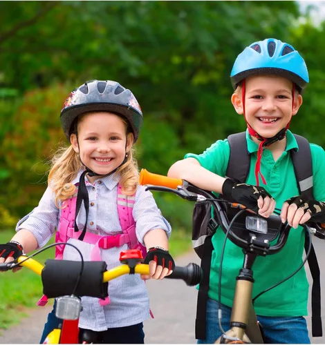 Vista 2 de SATINIOR 4-Pairs Kids Bike Gloves, Fingerless Gloves for Boys & Girls, Non-Slip Cycling Glove with Adjustable Strap, Breathable Half-Finger Zip Line