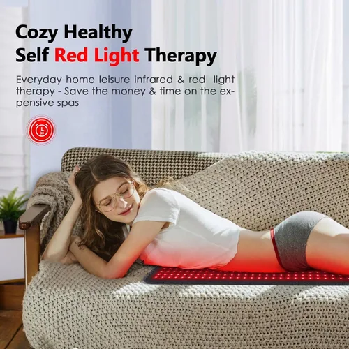 Vista 5 de Alfombrilla de terapia de luz roja para cuerpo - 360 LED grande de terapia de luz roja e infrarroja manta con luz infrarroja 850 nm y 660 nm