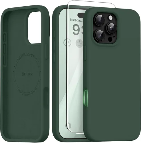 Vista 99 de GONEZ Funda magnética para iPhone 12 Case / 12 Pro Case, compatible con MagSafe, [protector de pantalla + protector de lente de cámara], funda