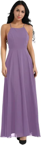 Vista 4 de YiZYiF - Vestido de fiesta de gasa para mujer, sin espalda