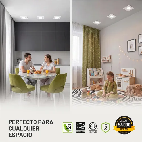 Vista 2 de ASD Luces LED Empotradas Cuadradas Blancas de 6 Pulgadas Retrofit - 12W 1050LM 2700/3000/3500/4000/5000K Seleccionable Regulable LED Downlight Blanco