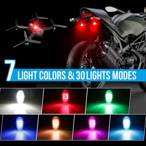 Vista 3 de 4 Piezas Luces Estroboscópicas Inalámbricas con Control Remoto - MIRUNNY 7 Colores Alta Luminosidad Anti Colisión Luces Intermitentes Recargables