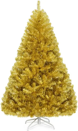 Vista 32 de Goplus Árbol de Navidad negro sin luz de 6 pies, árbol de Halloween artificial con 1036 puntas de rama, soporte de metal, árbol completo de Navidad