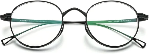 Vista 4 de FONEX Marco de lentes de titanio marco de lentes de miopía redondo retro vintage para mujer