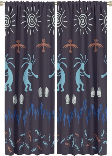 Vista 39 de Kokopelli - Cortinas opacas para cocina, decoración de sala de estar, dormitorio, 21 x 45 pulgadas, 2 paneles