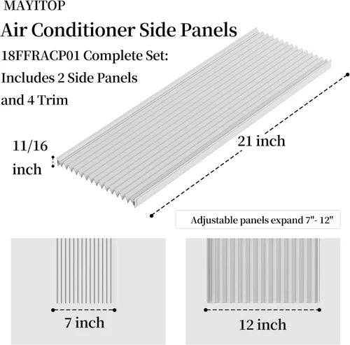 Vista 2 de Paneles laterales de aire acondicionado compatibles con Frigi-daire 18FFRACP01 Paneles laterales universales de aire acondicionado, ajustable de 7 a