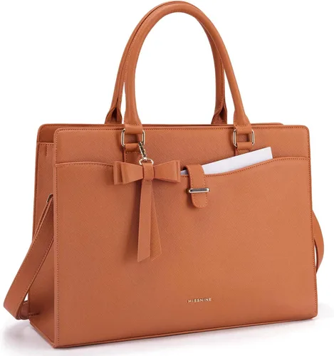 Vista 11 de Missnine Bolsa Tote para Laptop para Mujeres 15.6 Pulgadas, Bolsas de Trabajo de Cuero, Cartera de Computadora para Maestras, Maletín, Bolso de Mano