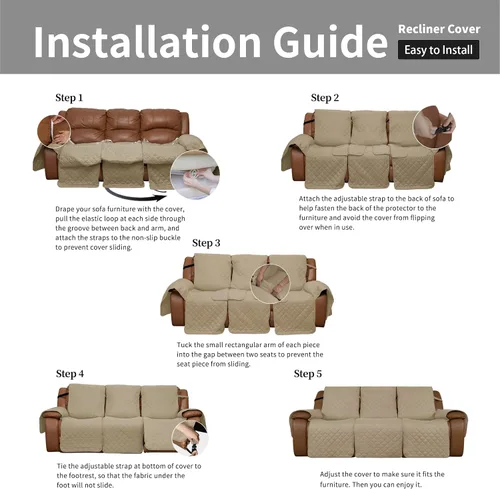 Vista 7 de Easy-Going Funda de sofá reclinable de gran tamaño, reversible para sillón reclinable de 3 asientos, funda de sofá dividida para cada asiento