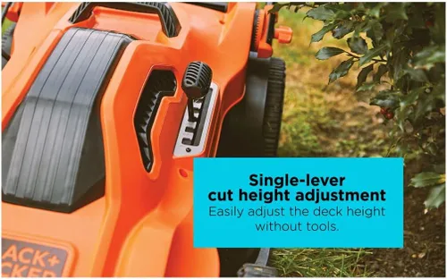 Vista 14 de BLACK+DECKER Cortacésped eléctrico con cable, 13 amperios, plataforma de corte de 20 pulgadas, ajuste de altura de 6 ajustes, almacenamiento