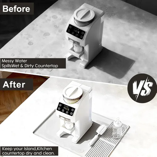 Vista 5 de Bottle Maker Formula Machine Mat, con tapete de drenaje, compatible con la máquina dispensadora de fórmula Baby Brezza, almohadilla de silicona