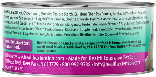 Vista 2 de Health Extension Receta de pollo alimento húmedo para gatos sin granos, 2.8 onzas, fortificado con proteínas esenciales, vitaminas y minerales