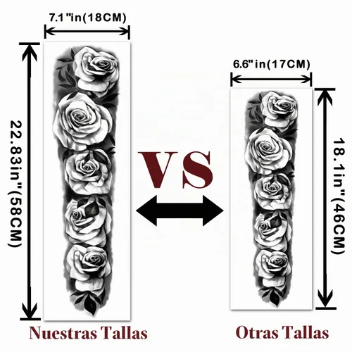 Vista 2 de Tatuaje temporal de brazo completo, 8 hojas y tatuajes de hombro medio brazo, 10 hojas, impermeables, extra grandes, duraderas, calcomanías
