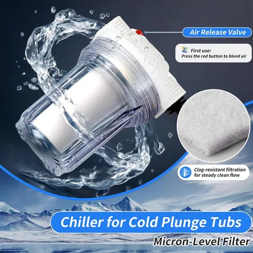 Vista 4 de Enfriador de agua para baño de hielo, enfriador de inmersión en frío de 1/3 HP con filtro externo, almohadilla de filtro y bomba, enfriador de agua