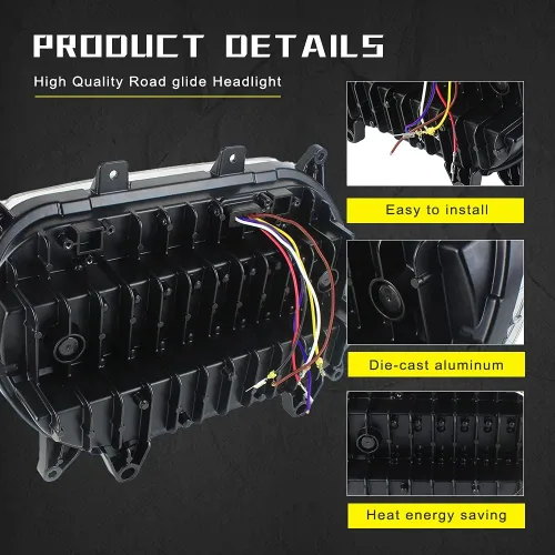 Vista 13 de Road Glide Faros LED con Intermitentes para Motocicletas, Luces Laterales de Circulación Diurna aptas para Motocicleta Road Glide 2015 2016 2017