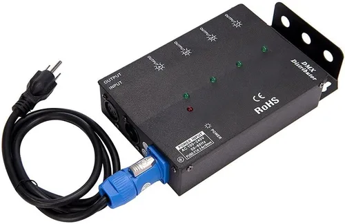 Vista 6 de MFL. Distribuidor de amplificador divisor DMX aislado de 4 vías con salidas de 3 pines