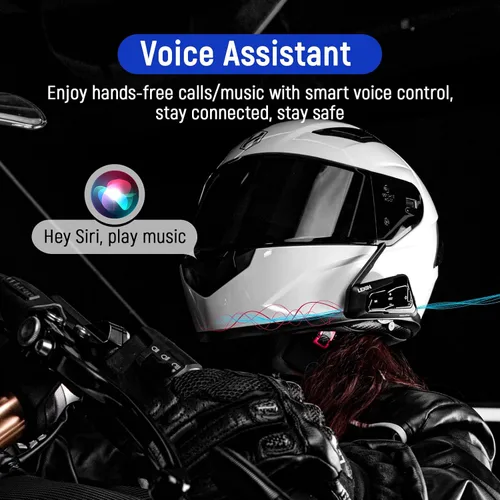 Vista 9 de LEXIN MeshCom - Auriculares Bluetooth para motocicleta, sistema de comunicación de malla para 24 conductores, intercomunicador de casco