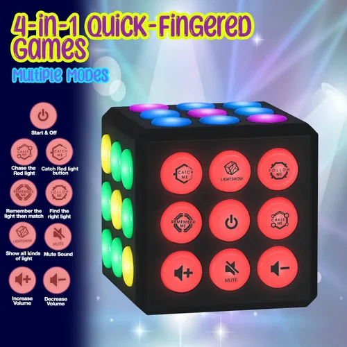 Vista 2 de PlayRoute Cubo electrónico de juego de memoria y cerebro – Divertidas ideas de regalo de juguete para niños y niñas de 6 a 12 años o más – Juguetes