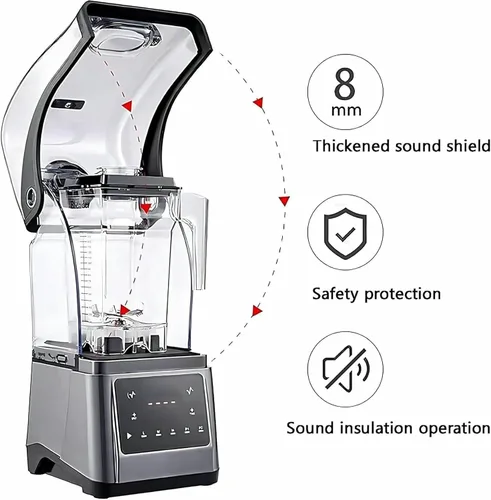 Vista 2 de Máquina comercial de granizado de hielo, mini máquina de jugo granizado de 2200 W con gran capacidad de 1.6 L y mango antideslizante, diseño sellado
