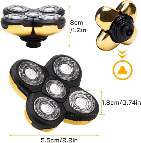 Vista 2 de Cabezales de repuesto para afeitadoras eléctricas para hombre, 5 cabezales, hoja de repuesto para barba, hoja flotante alternativa, lavable