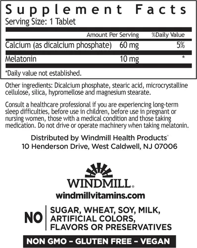Vista 2 de Windmill Tabletas de melatonina, 10 mg, T/R Wmill 60