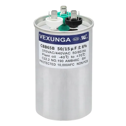 Vista 49 de VEXUNGA Capacitor Dual de Arranque Redondo A/C de 50/5 uF 50+5 MFD 370VAC o 440VAC CBB65 CBB65B Capacitores de Aire Acondicionado para Motor