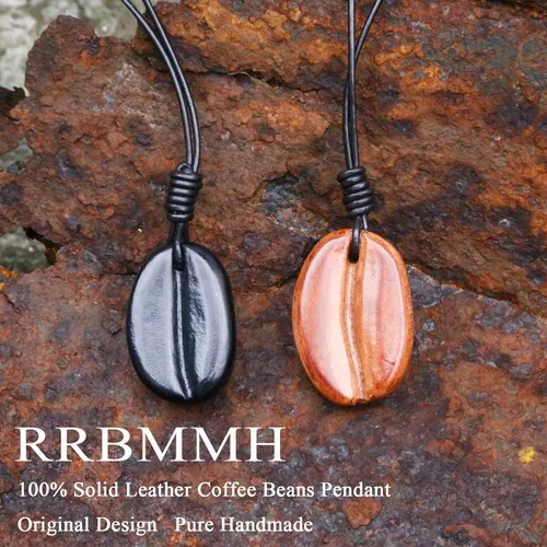 Vista 2 de RRBMMH Llavero de cuero hecho a mano, llavero de grano de café, único hecho a mano, bolsa colgante para hombres, mujeres
