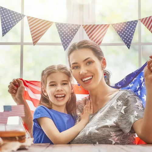 Vista 3 de Aretes patrióticos de bandera estadounidense, aretes colgantes para el día de la independencia, regalo de joyería para mujeres y niñas