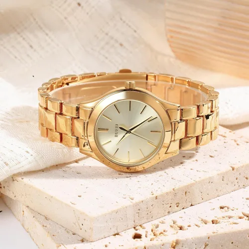 Vista 2 de BUREI Reloj de negocios para mujer con fecha de día, movimiento de cuarzo analógico, pulsera de acero inoxidable de oro plateado, reloj de moda