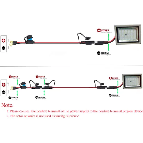 Vista 2 de Conector SAE, arnés de terminal SAE a junta tórica con fusible de protección de 15 A para seguridad, enchufe de desconexión rápida de 2 pines, cable