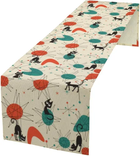 Vista 27 de Camino de mesa con estampado de piel de vaca, lino y algodón, rústico, estilo occidental, color negro, marrón, piel de vaca, para decoración