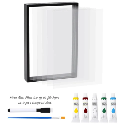 Vista 3 de Kit de Impresiones de Manos Familiares Guanshiya, Marco de Madera para Arte DIY para Noche Familiar, Regalos para Nuevos Padres, Regalos de Negro