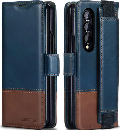 Vista 11 de KEZiHOME Funda tipo cartera de piel auténtica para Samsung Galaxy Z Fold 6 Negro
