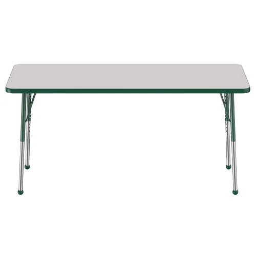 Vista 96 de FDP - Mesa rectangular para actividades escolares y de oficina (24 x 36 pulgadas), patas estándar con deslizadores giratorios, altura ajustable