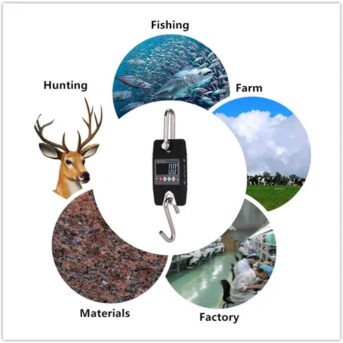 Vista 6 de Klau - Báscula digital de pescado, grúa industrial de 661.4 lbs/600 libras, color negro Sensor de alta precisión, escala colgante, para la caza