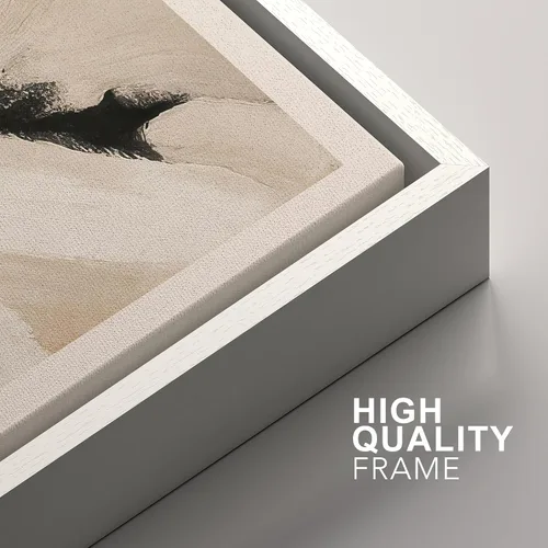 Vista 410 de SIGNFORD - Set de obras de arte en lienzo enmarcado para pared, ilustraciones abstractas de neblina del desierto en tonos neutros beige y marrón