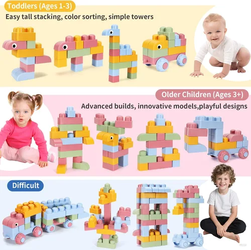 Vista 5 de Mega bloques para niños pequeños de 1 a 3 bloques de construcción grandes