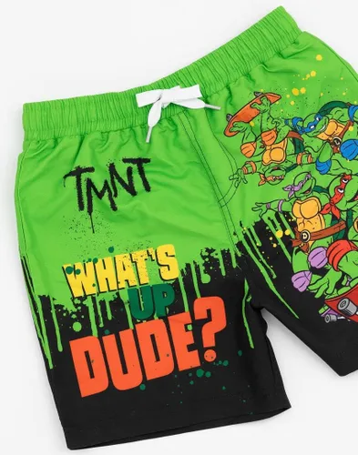 Vista 4 de Teenage Mutant Ninja Turtles Pantalones cortos de natación para niños y niños, pantalones de natación en monopatín Traje de baño con cordón