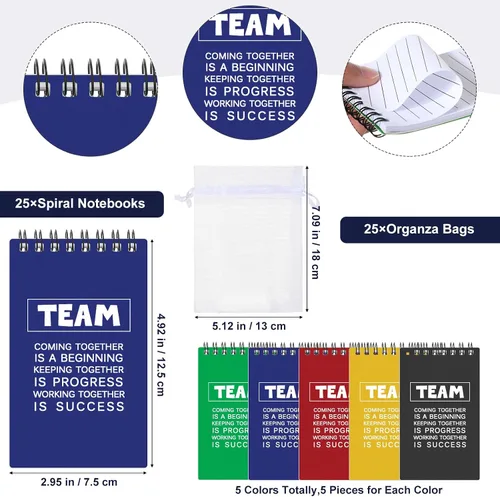 Vista 2 de Roowest 75 piezas de agradecimiento a los empleados, cuadernos motivacionales a granel, llaveros inspiradores con bolsas de organza, regalo