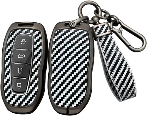 Vista 10 de ontto Funda de llave de automóvil de 4 botones compatible con Ford Equator 2022 2023, funda de metal con textura de carbono, carcasa elegante