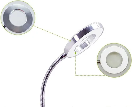Vista 7 de ZJchao Lámpara de aumento de luz fría 2.5X, luz LED USB de belleza con clip de tubo de metal brazo oscilante para manicura de cejas y extensión