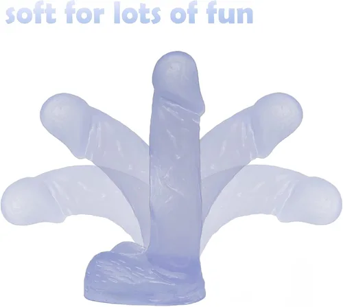 Vista 4 de Consolador pequeño realista de 4 pulgadas, tapón anal para principiantes, consolador anal suave con eje curvado y bolas, juguete sexual