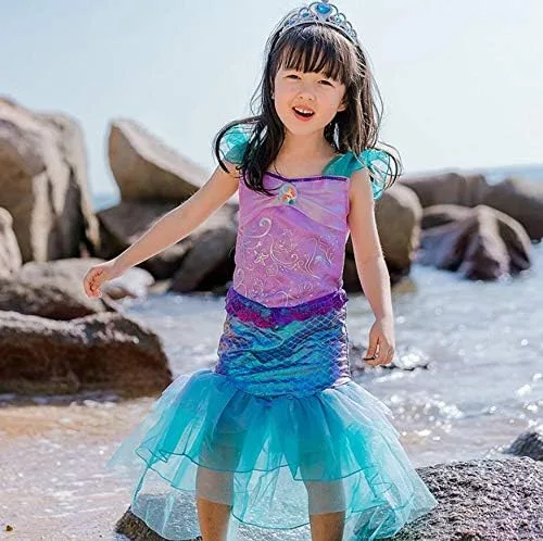 Vista 2 de Disfraz de sirena para niñas y niñas disfraz de princesa cosplay fiesta de cumpleaños