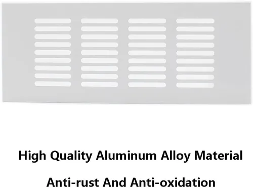 Vista 4 de 2 fundas para ventilación de aire, rejilla de ventilación de aleación de aluminio blanca rectangular, cubierta de rejilla de metal para armario
