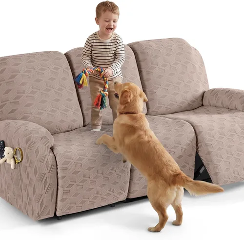Vista 24 de TAOCOCO Funda para Reclinable de 3 Piezas, Fundas para Silla Reclinable, Funda Elástica de Jacquard para Silla Reclinable, Protector de Muebles