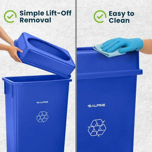 Vista 6 de Alpine Industries - Tapa delgada para bote de basura, tapa compacta para cubo de basura, parte superior de plástico variado y duradera que minimiza