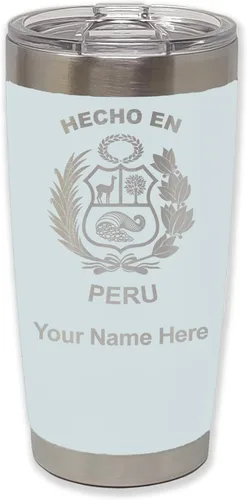 Vista 8 de LaserGram Vaso aislado al vacío de 20 onzas, hecho en Perú, grabado personalizado incluido (negro)