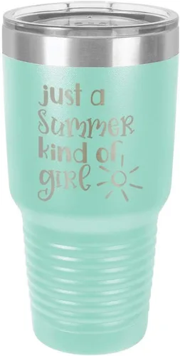 Vista 19 de JUST A SUMMER KIND OF GIRL Vaso de 30 oz con pajita y tapa superior deslizante Taza de viaje de acero inoxidable Comparar con Yeti Rambler