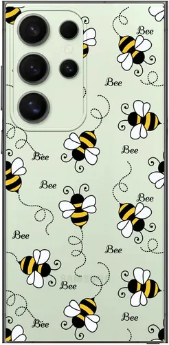 Vista 4 de Blingy's Funda para Samsung Galaxy S24 Ultra, para mujeres y niñas, diseño de abejas divertidas de moda, lindo estilo de animal, transparente